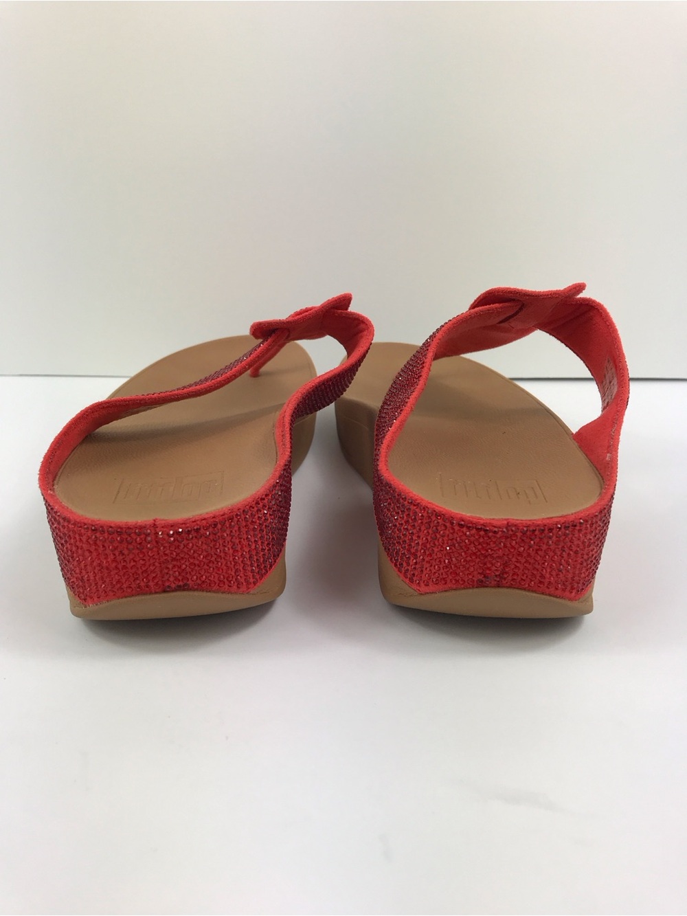 FITFLOP Isabelle Red Rhinestone  Platform Wedge Thong Sandals US 9 / EU 41 - Picture 6 of 9